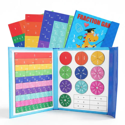 Livro de Frações Magnético Montessori em Madeira - Aprendizado Tátil e Visual - Fraction Book - Brinquedos Educativos