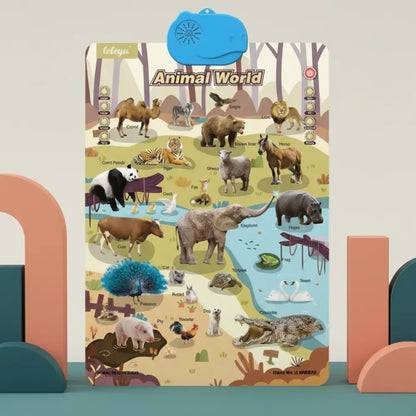 Pôster Educativo Interativo com Sons e Músicas - Alfabeto e Inglês 2-6 Anos - mundo animal - Materiais Educativos