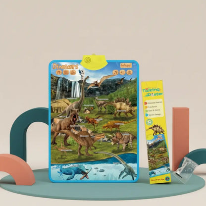 Pôster Educativo Interativo com Sons e Músicas - Alfabeto e Inglês 2-6 Anos - dinossauros - Materiais Educativos