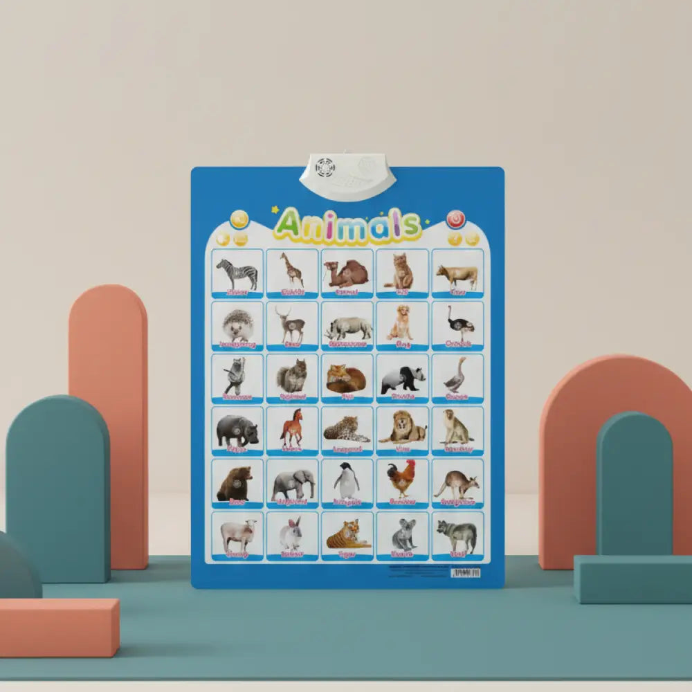 Pôster Educativo Interativo com Sons e Músicas - Alfabeto e Inglês 2-6 Anos - animais - Materiais Educativos
