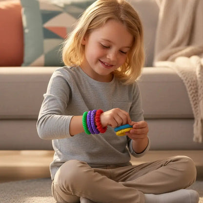Kit 5 Pulseiras Sensoriais Fidget de Silicone - Estímulo Tátil