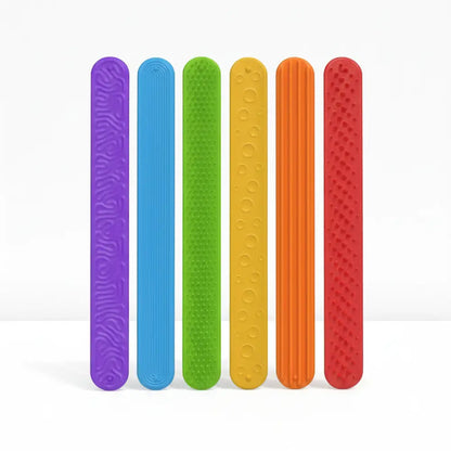 Pulseiras Fidget Sensoriais Silicone BPA Free - Kit 6 Texturas Estímulo Tátil 180g
