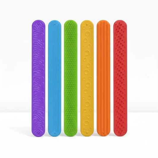 Pulseiras Fidget Sensoriais Silicone BPA Free - Kit 6 Texturas Estímulo Tátil 180g