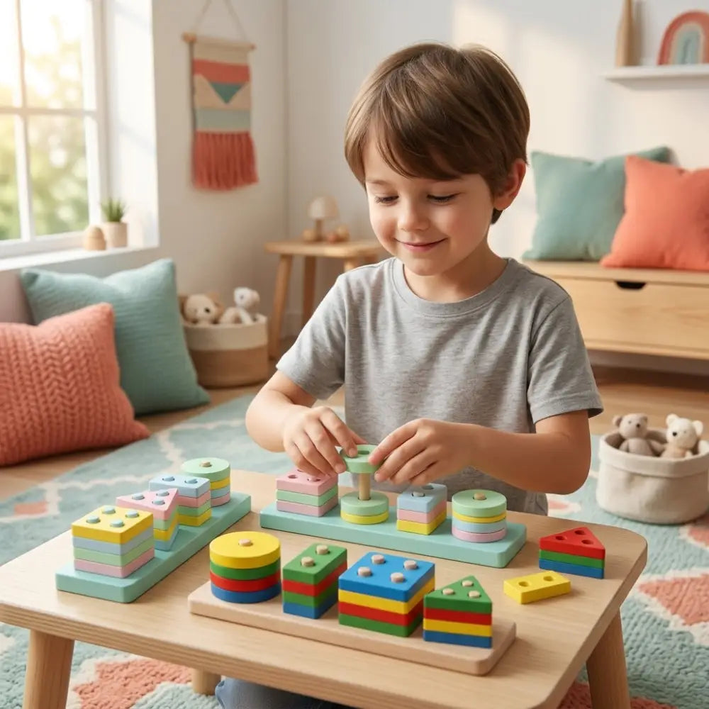 Quebra-Cabeca de Madeira Montessori Encaixe Geometrico Incluo - imagem 3