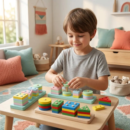 Quebra-Cabeca de Madeira Montessori Encaixe Geometrico Incluo - imagem 3