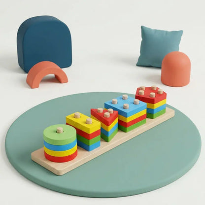 Quebra-Cabeca de Madeira Montessori Encaixe Geometrico Incluo - imagem 4