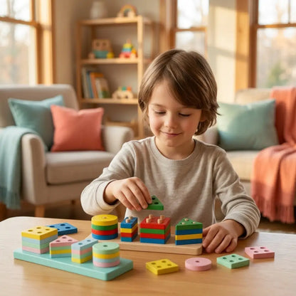 Quebra-Cabeca de Madeira Montessori Encaixe Geometrico Incluo - imagem 2