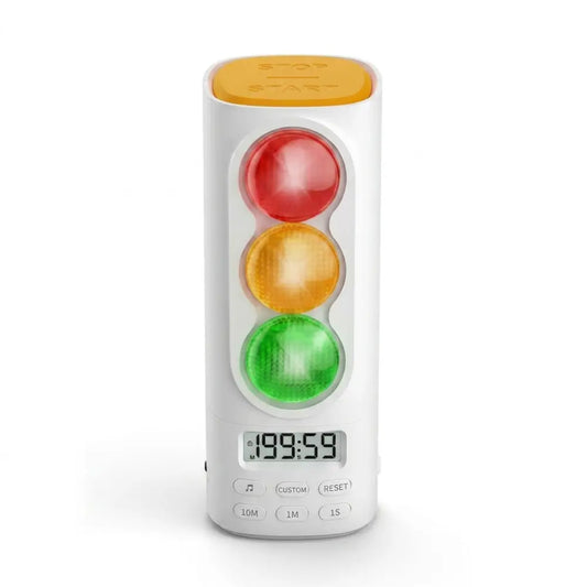 Temporizador Visual Semáforo LCD - Luzes Verde Amarelo Vermelho e 200min Recarregável - Ferramentas de Gestão do Tempo