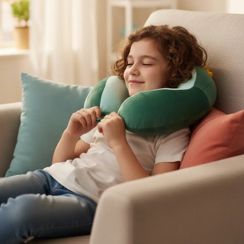 Travesseiro Cervical em U de Veludo Cristal - Suporte Ergonômico - Incluo