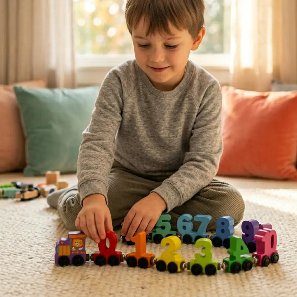 Trem Magnetico Educativo de Madeira com Numeros Coloridos Incluo - imagem 3