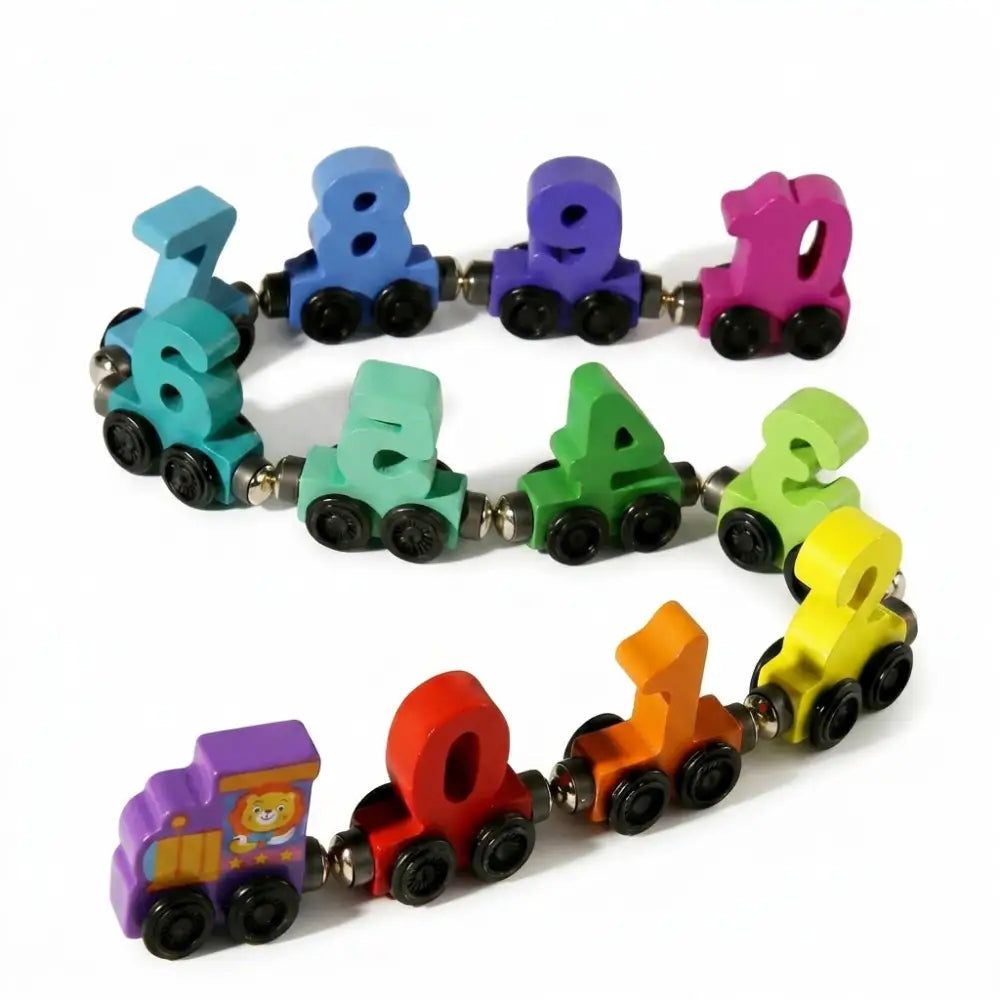 Trem Magnetico Educativo de Madeira com Numeros Coloridos Incluo